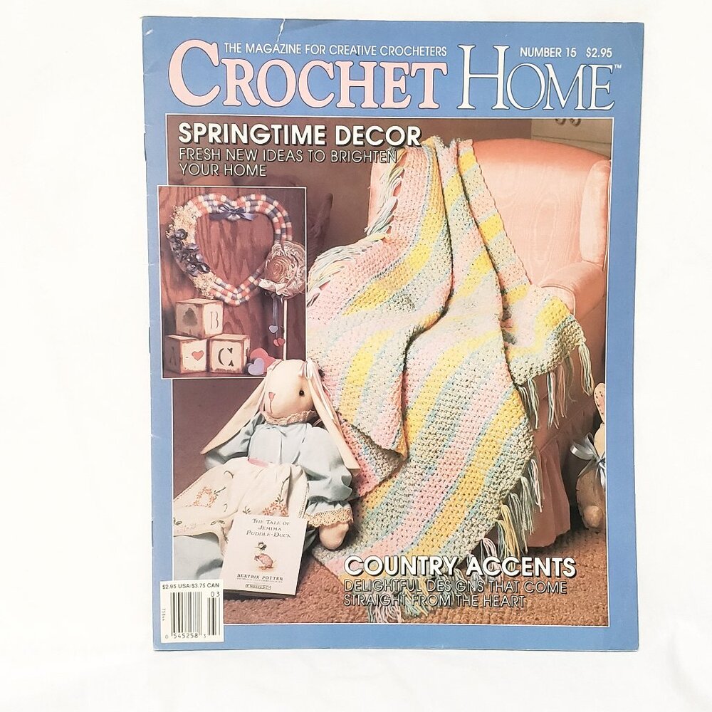 Crochet Home Magazine Feb March 1990 Country Accents Afghan Spring Decor Dress